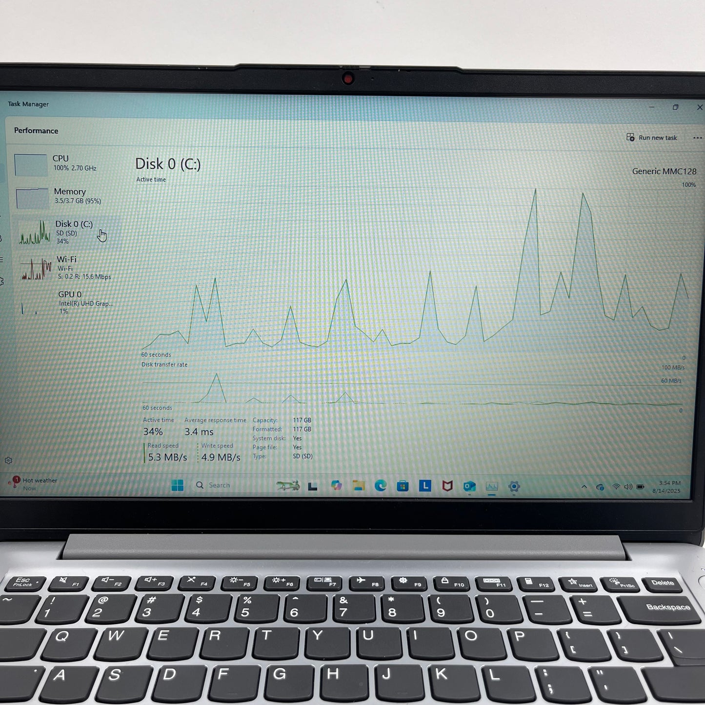 Lenovo Ideapad 1 14" Celeron N4020 2.7GHz 4GB RAM 128GB HDD INTEL UHD GRAHICS