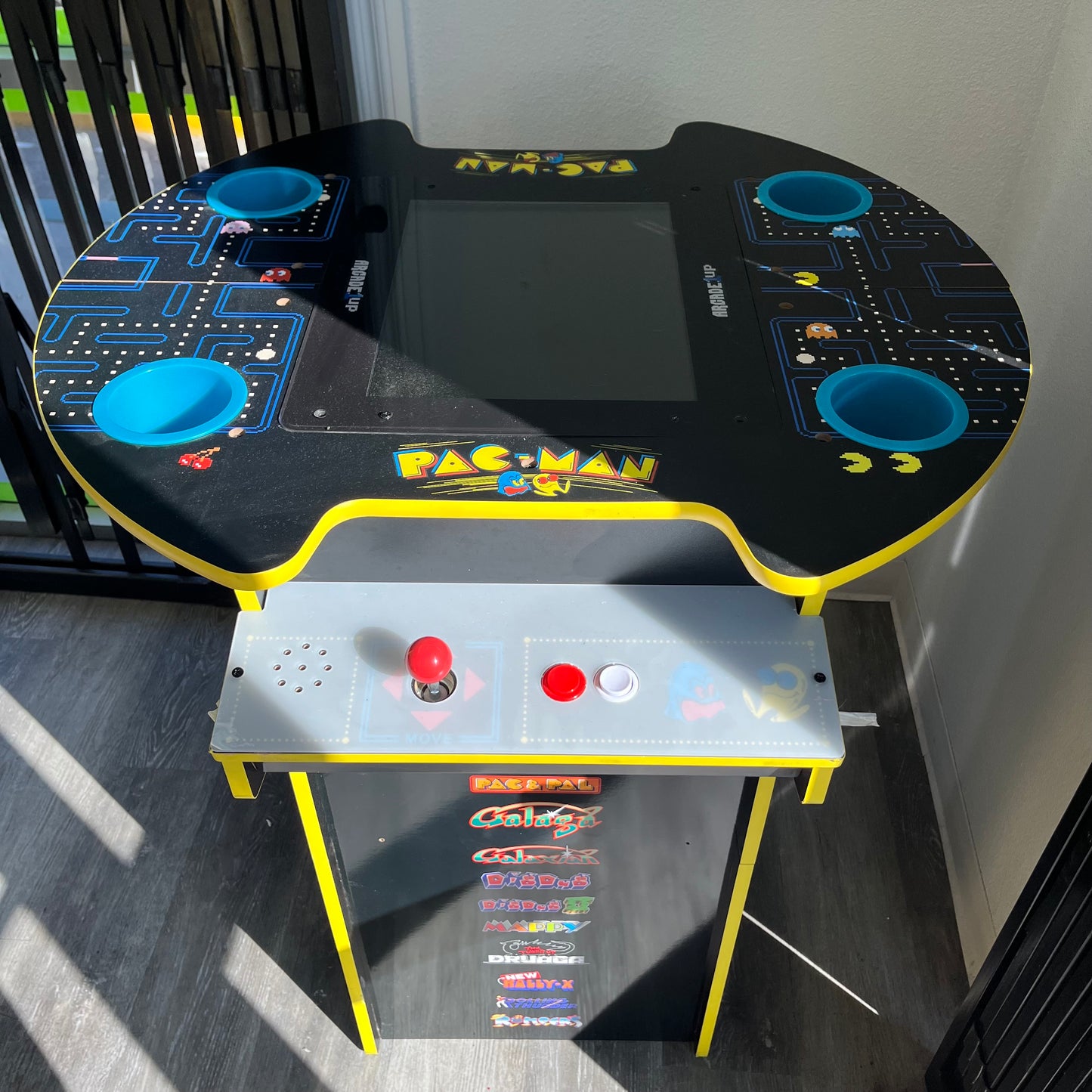 Arcade1Up PAC-MAN Pub Table Arcade Machine 12 Games, Light-Up Deck & Cup Holder