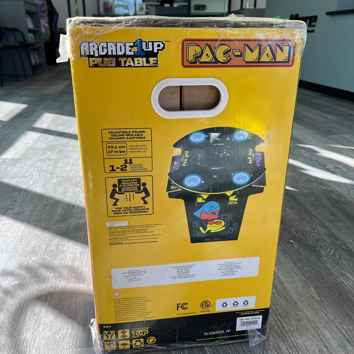 Arcade1Up PAC-MAN Pub Table Arcade Machine 12 Games, Light-Up Deck & Cup Holder