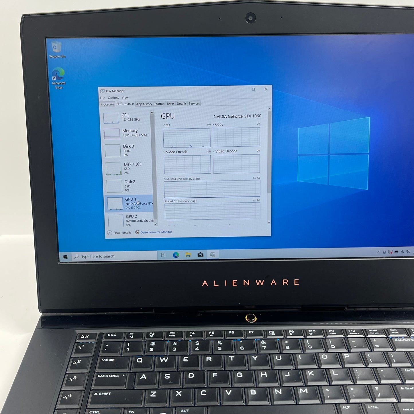 Alienware 15 R4 i7-8750H 2.1GHz 16GB RAM 1TB SSD 512GB SSD GeForce GTX 1070
