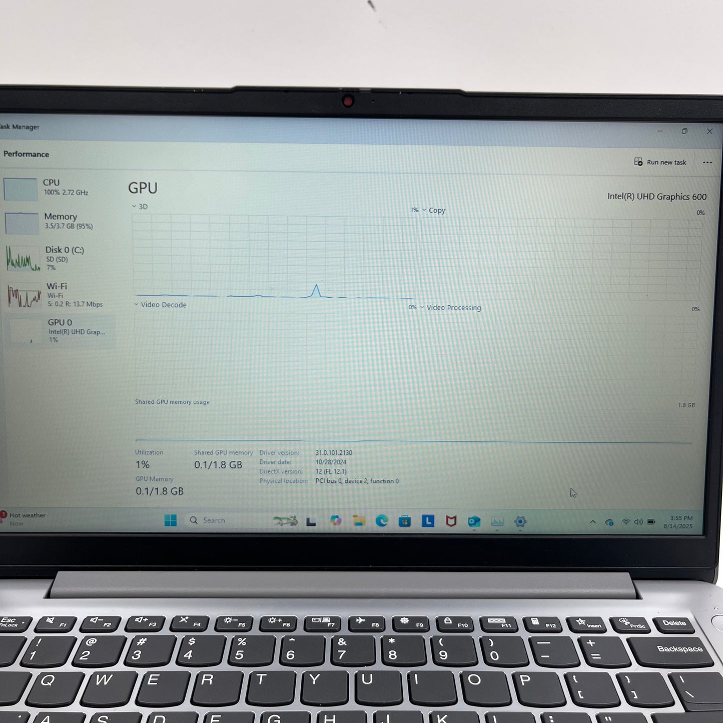 Lenovo Ideapad 1 14" Celeron N4020 2.7GHz 4GB RAM 128GB HDD INTEL UHD GRAHICS