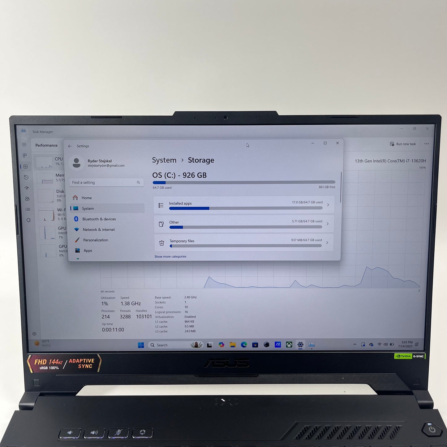 ASUS TUF F15 FX507 15.6" i7-13620H 2.4GHz 16GB RAM 1TB SSD GeForce RTX 4070