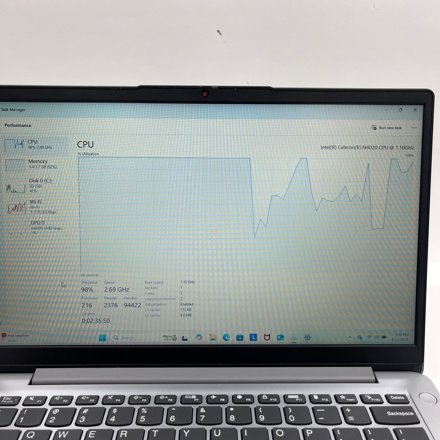 Lenovo Ideapad 1 14" Celeron N4020 2.7GHz 4GB RAM 128GB HDD INTEL UHD GRAHICS