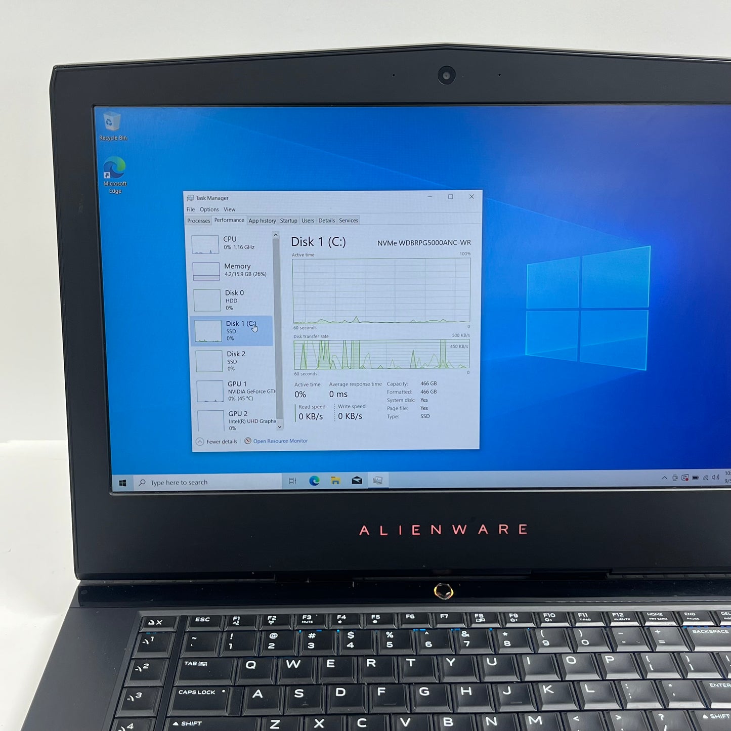 Alienware 15 R4 i7-8750H 2.1GHz 16GB RAM 1TB SSD 512GB SSD GeForce GTX 1070