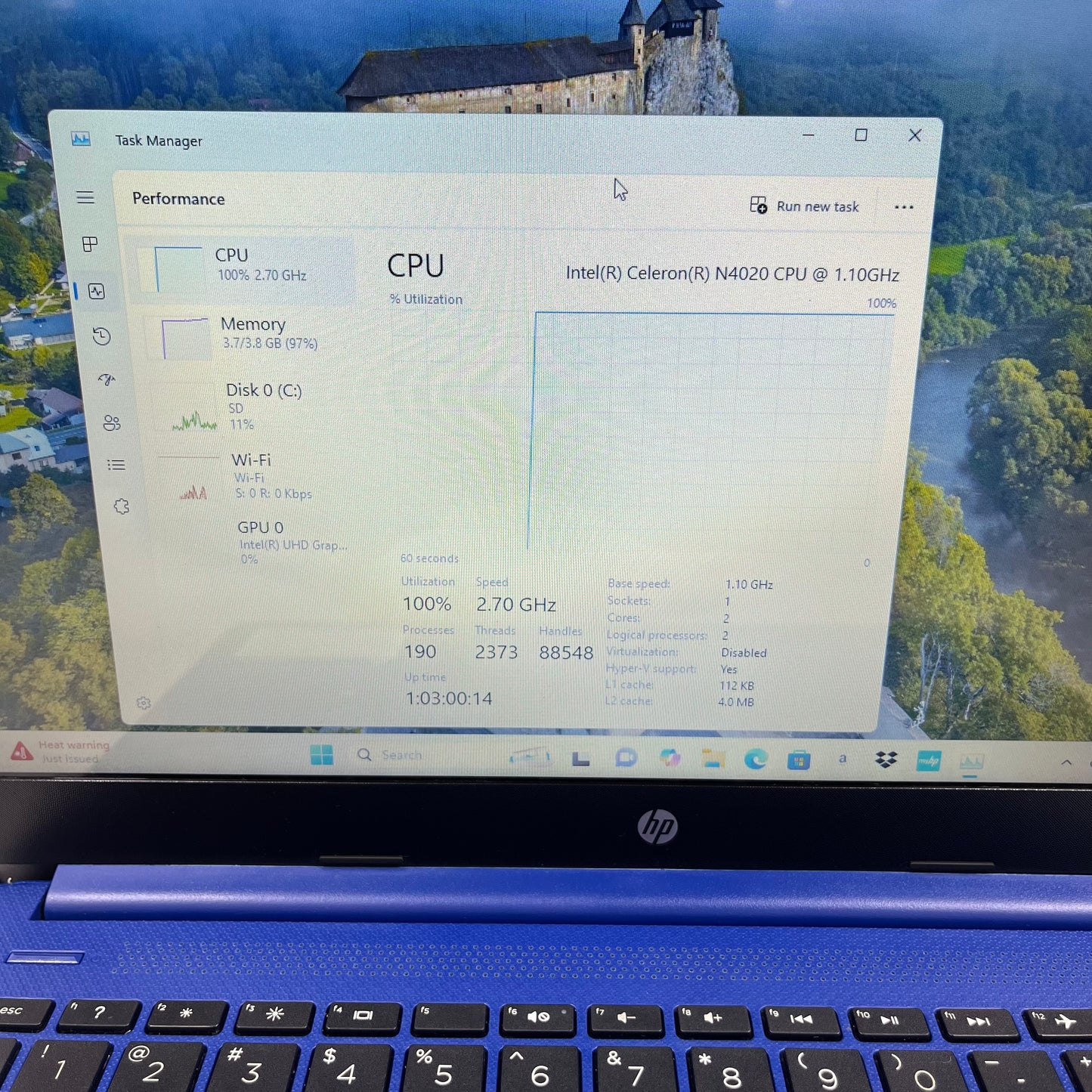 HP Laptop 14-DQ0005DX INTEL(R) CELERON(R) N4020 4GB RAM 64GB