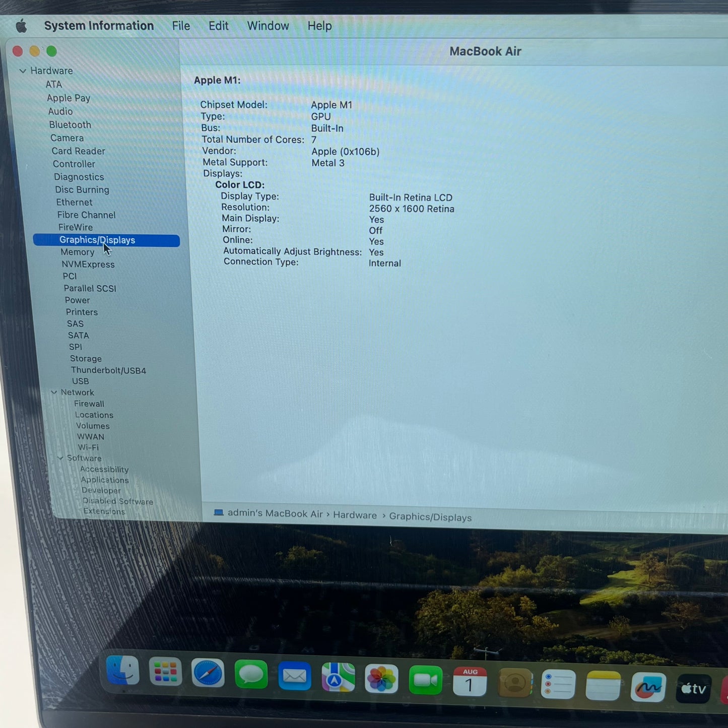 2020 Apple MacBook Air 13.3" M1 7C GPU 3.2GHz 8GB RAM 512GB SSD A2337