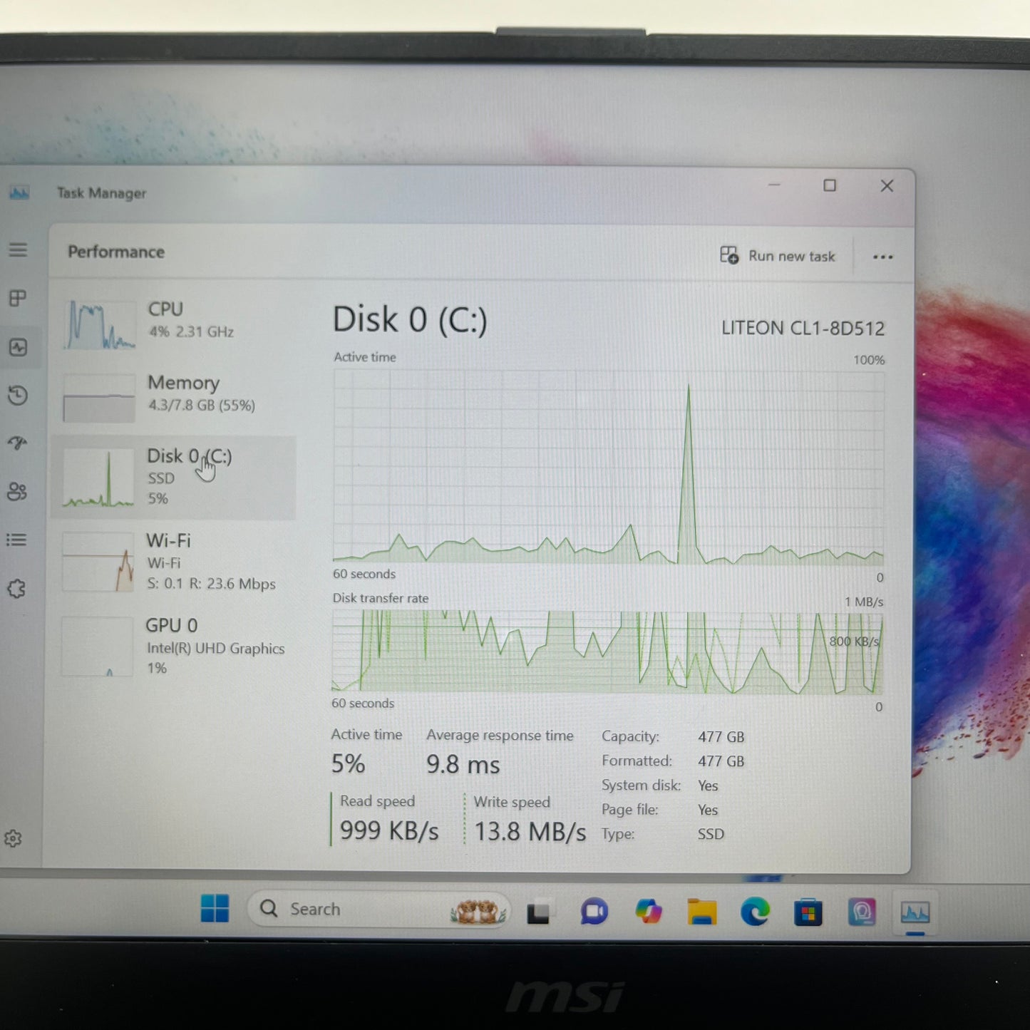 MSI modern 14 MS-14B3 14" i5-10210u 2.1GHz 8GB RAM 500GB SSD