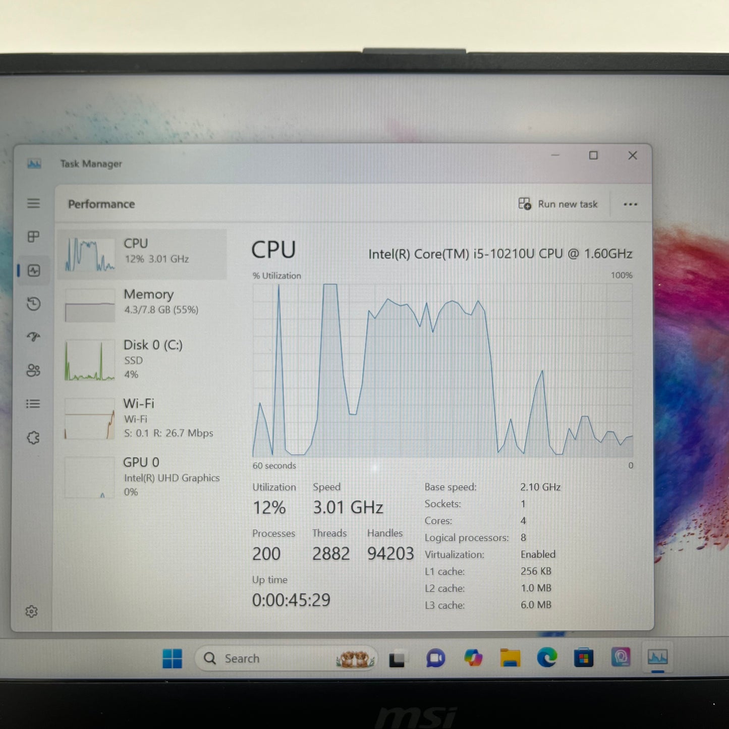 MSI modern 14 MS-14B3 14" i5-10210u 2.1GHz 8GB RAM 500GB SSD