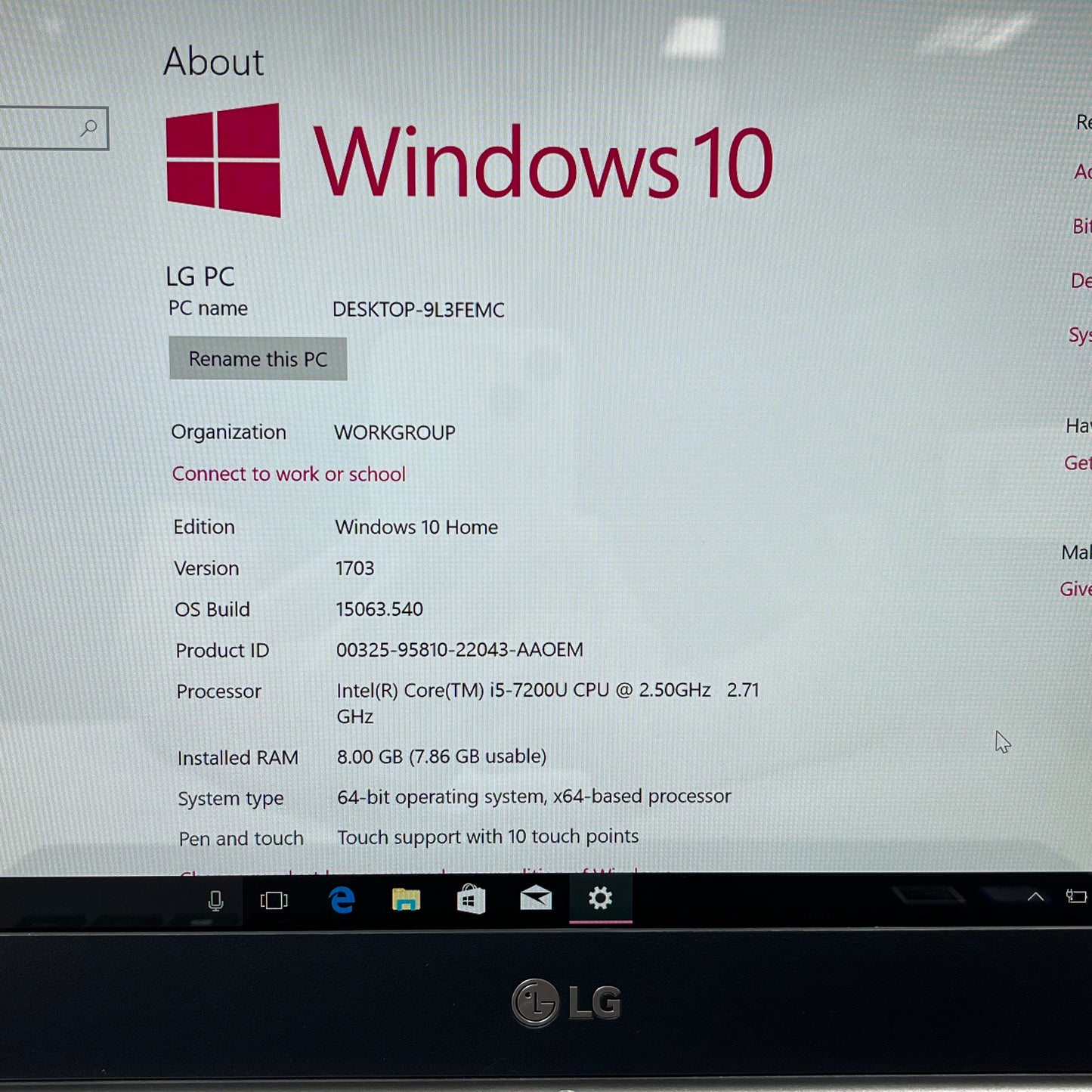 LG LG gram 13z970 13.3" i5-7200U 2.5GHz 8GB RAM 250GB SSD