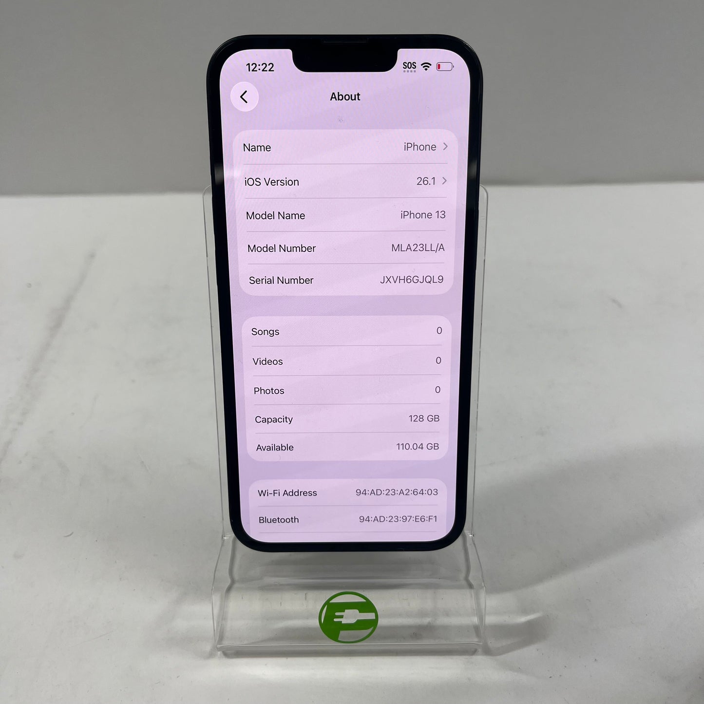 Factory Unlocked Apple iPhone 13 128GB Midnight MLA23LL/A