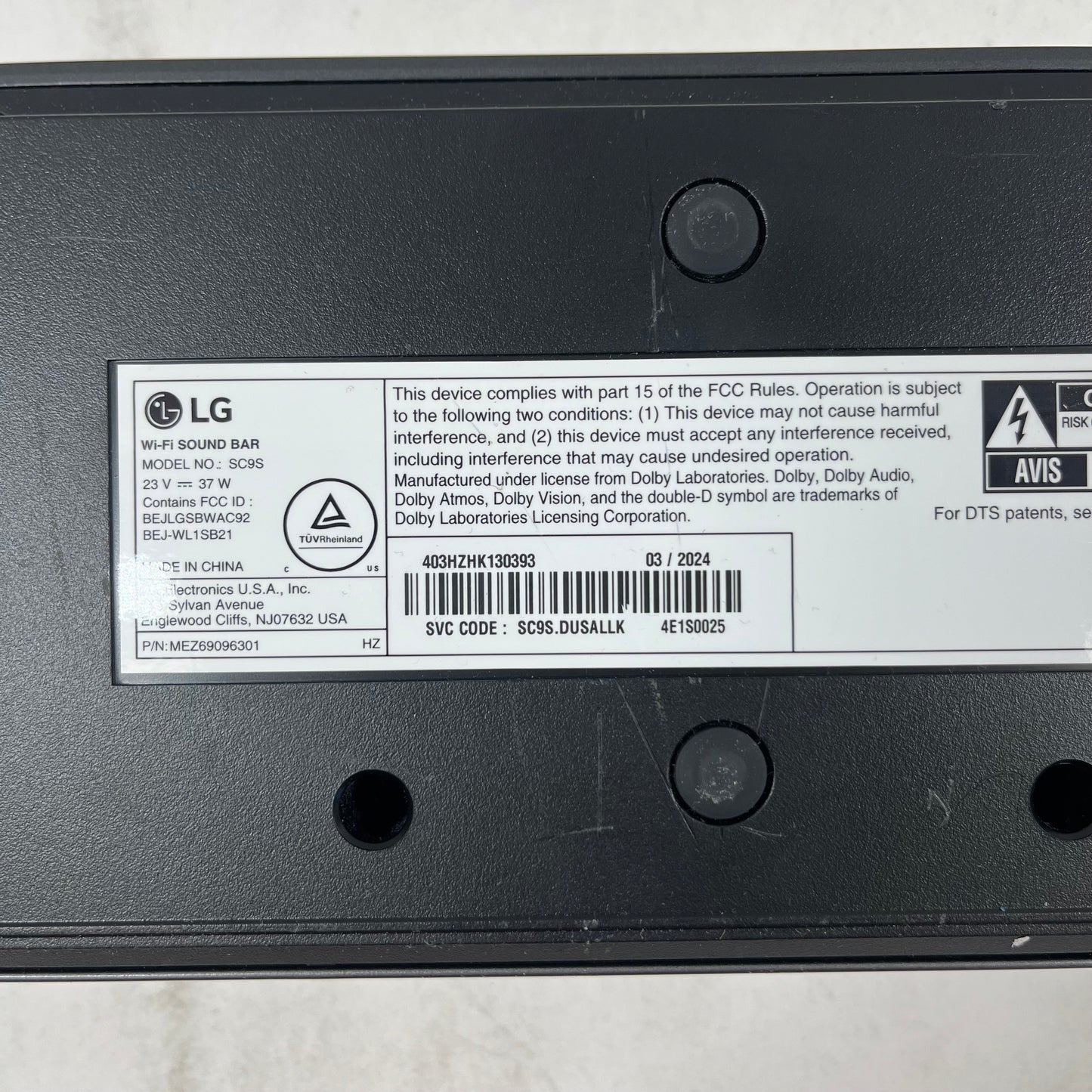 LG SC9S Wireless Soundbar System Black MEZ69096301