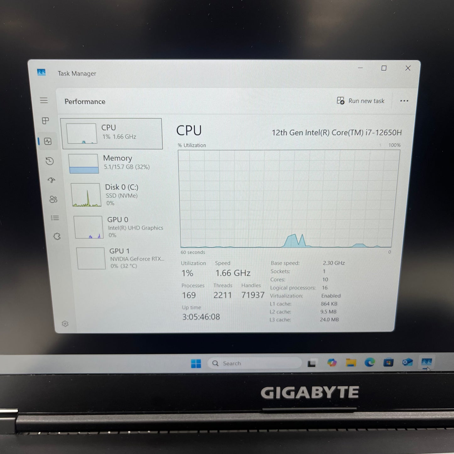 GIGABYTE ax211ngw 15.6" i7-13620H 2.3GHz 16GB RAM 512GB SSD GeForce RTX 4060