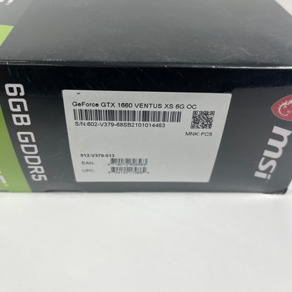 New MSI GeForce GTX 1660 Ti Ventus 6G OC 6GB GDDR5 Graphics Card 912-V379-013