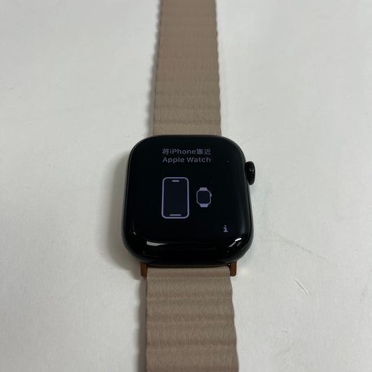 GPS Only Apple Watch Series 10 42MM Black Beige Leather Band MWX63LW/A