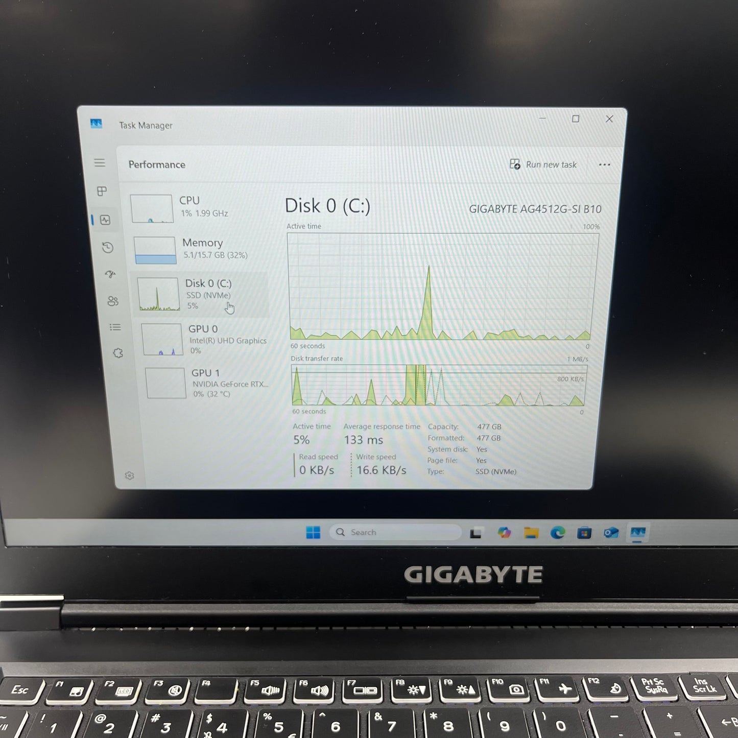 GIGABYTE ax211ngw 15.6" i7-13620H 2.3GHz 16GB RAM 512GB SSD GeForce RTX 4060