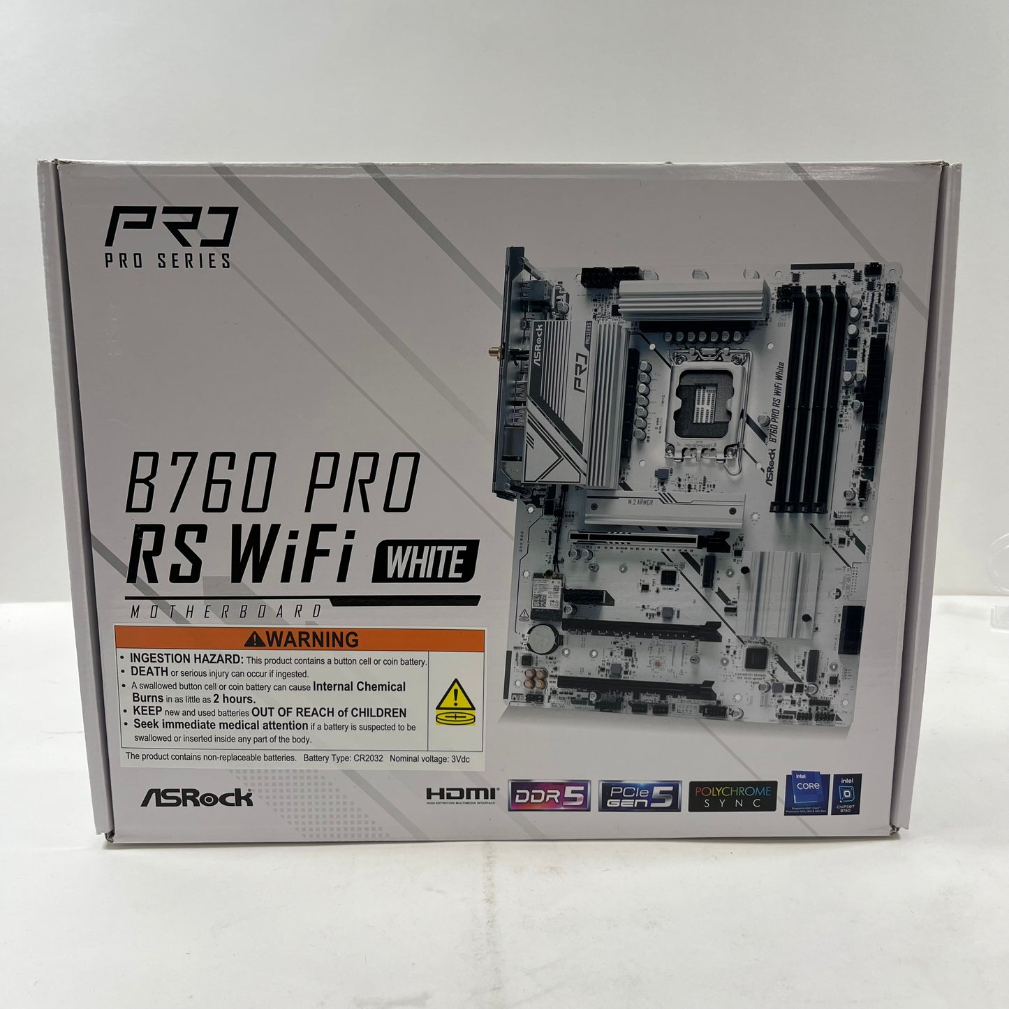New AsRock b760 pro rs wifi white LGA 1700 ATX Intel DDR5 Motherboard