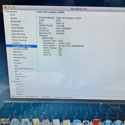 2012 Apple MacBook Pro 13.3" i5 2.5GHz 16GB RAM 256GB HDD Silver A1278