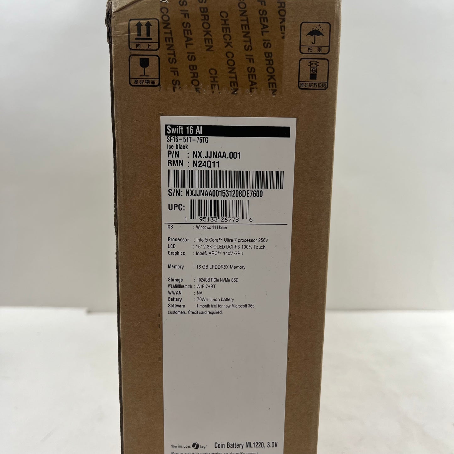 New Acer swift 16 ai N24Q11 16" ultra 7 256v 4.8GHz 16GB RAM 1TB