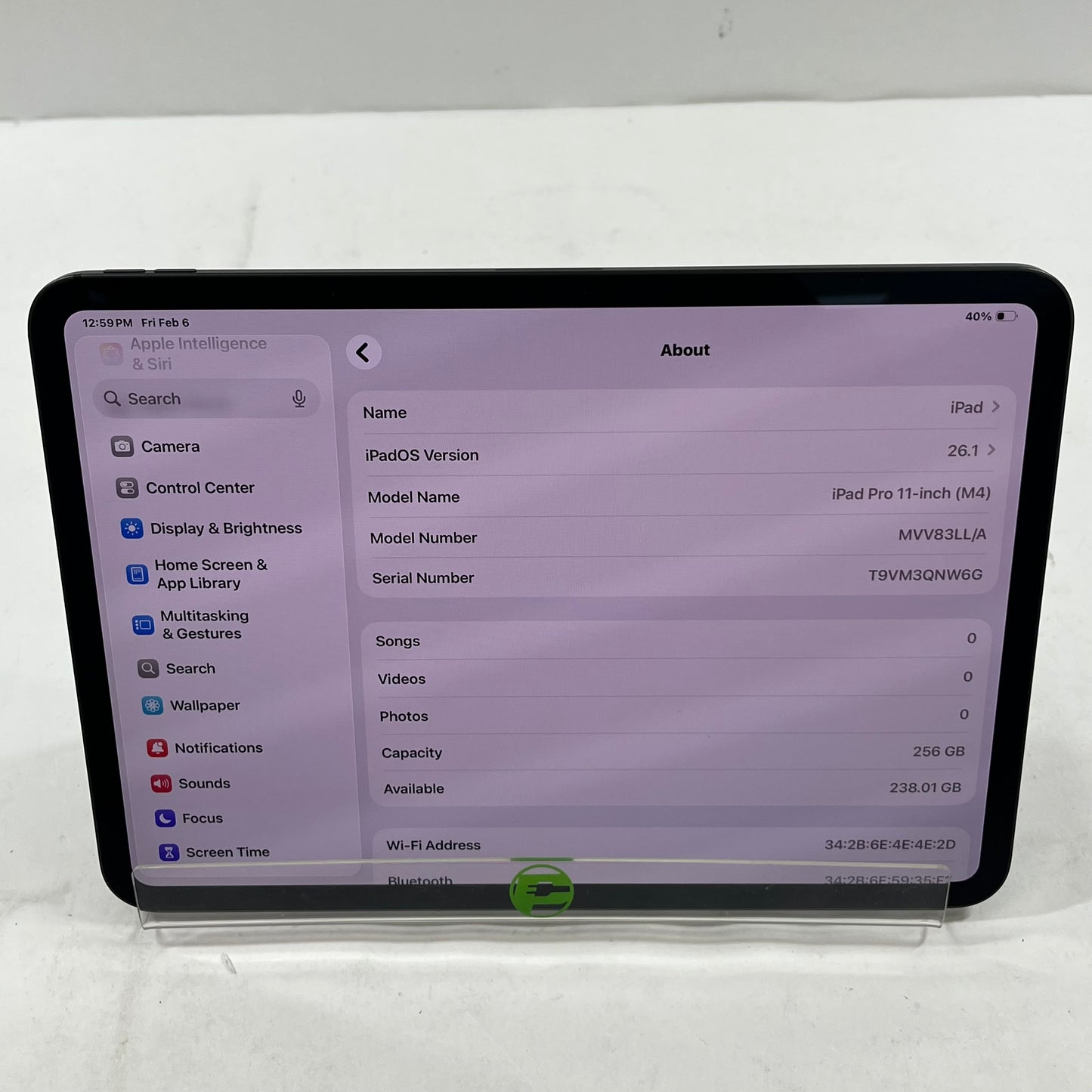 WiFi Only Apple iPad Pro 11" M4 256GB Space Black MVV83LL/A