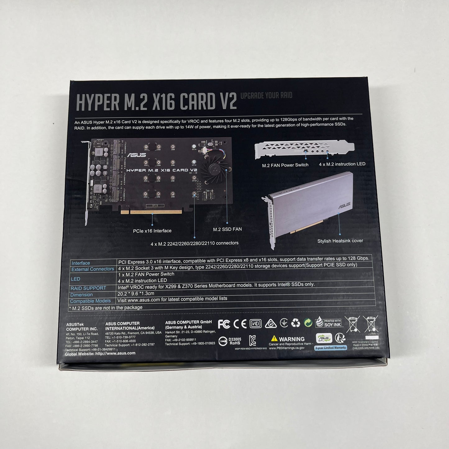 Asus Hyper M.2 X16 Card V2 PCIe-to-M.2 SSD expansion card MX28